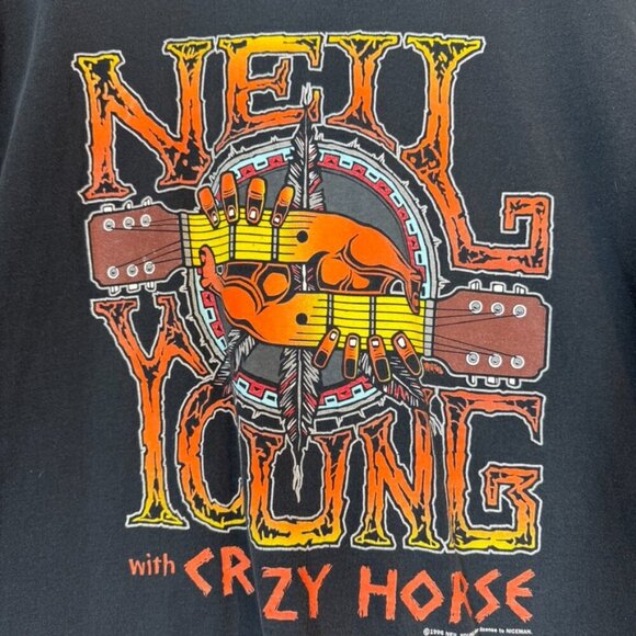 VTG 1996 Neil Young and Crazy Horse Tour T-Shirt XL Black Nice Man Rock Band - Picture 4 of 10